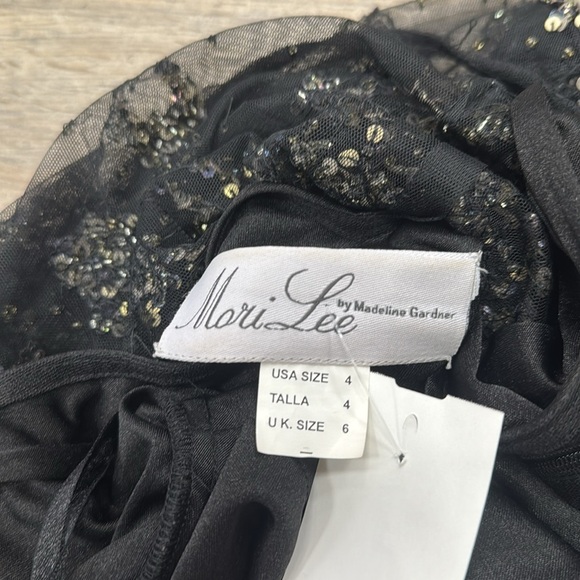 Mori Lee Black and Gold Mini Dress Size 4 - Picture 5 of 5